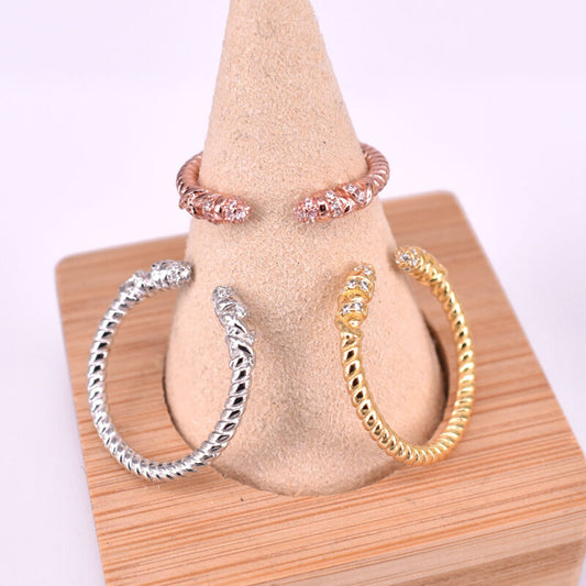 Anello Corda in argento 925 regolabile con zirconi