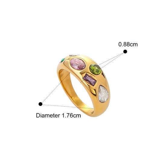 Anello Donna in Acciaio Inossidabile con Pietre