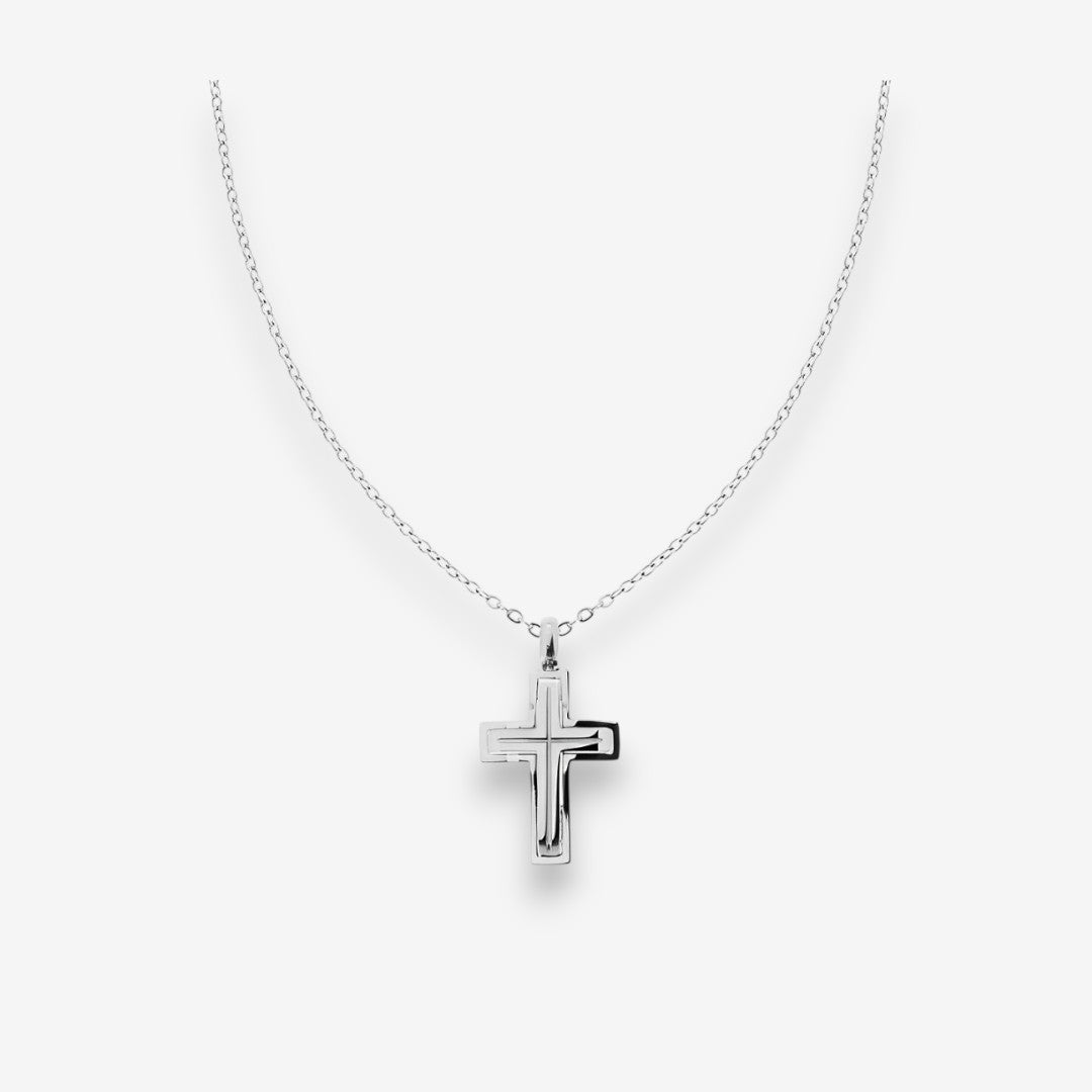 Collana Uomo con pendente a Croce in Acciaio Inox