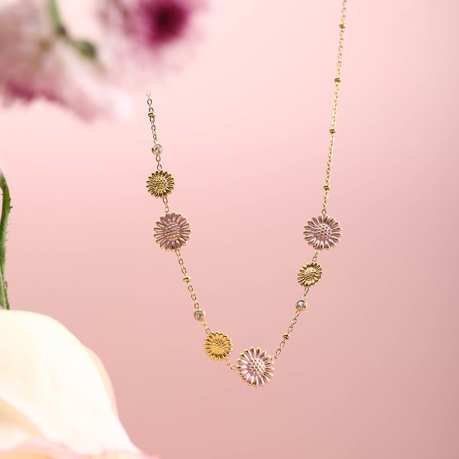 Collana Donna Flower in Acciaio Inox