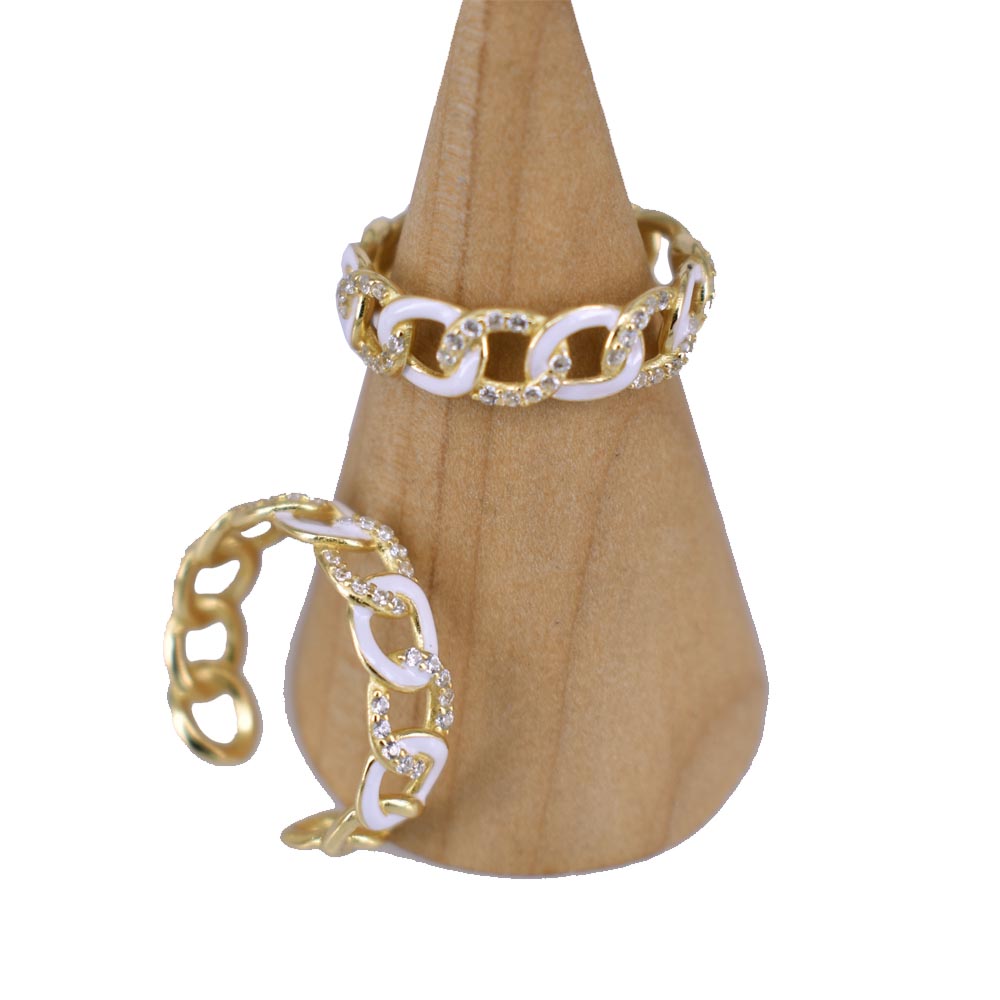 Anello Donna in Argento 925 Regolabile smaltato con zirconi