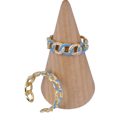 Anello Donna in Argento 925 Regolabile smaltato con zirconi