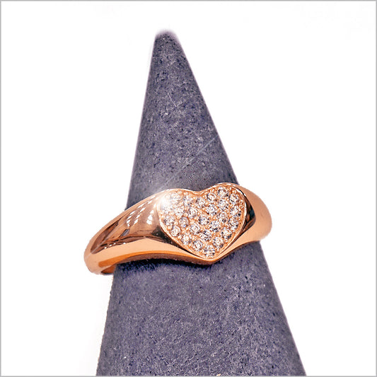 Anello Donna Heart in Argento 925 Regolabile con zirconi