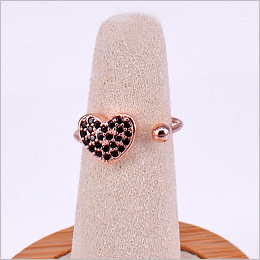 Anello Donna Cuore in Argento 925 Regolabile con zirconi
