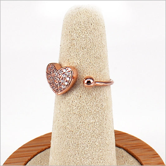 Anello Donna Cuore in Argento 925 Regolabile con zirconi