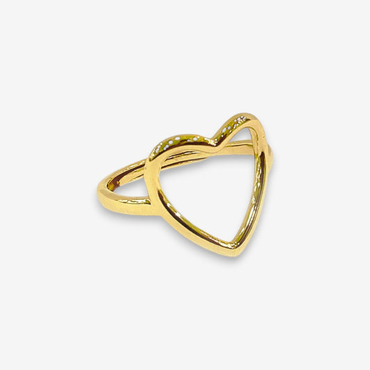 Anello Donna Cuore Vuoto in Argento 925 Regolabile Oro