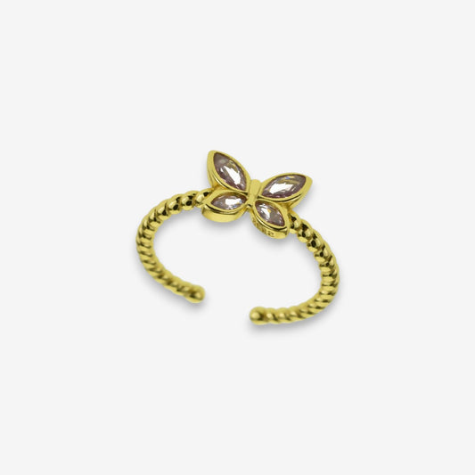 Anello Donna Farfalla in Argento 925 Regolabile con zirconi
