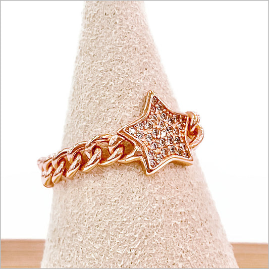 Anello Donna Stella in Argento 925 a catena groumette e zirconi