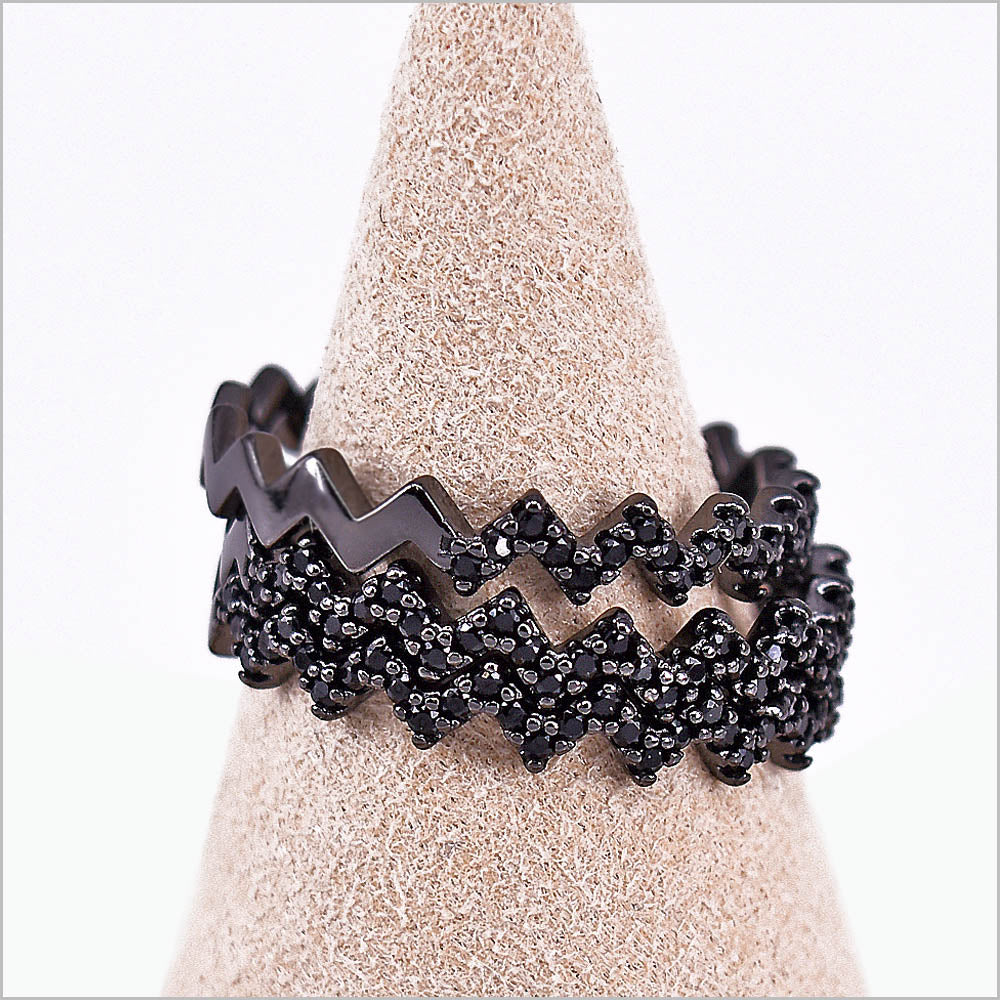 Anello Donna Zig Zag in Argento 925 con zirconi