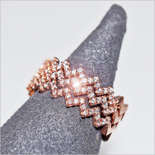 Anello Donna Zig Zag in Argento 925 con zirconi