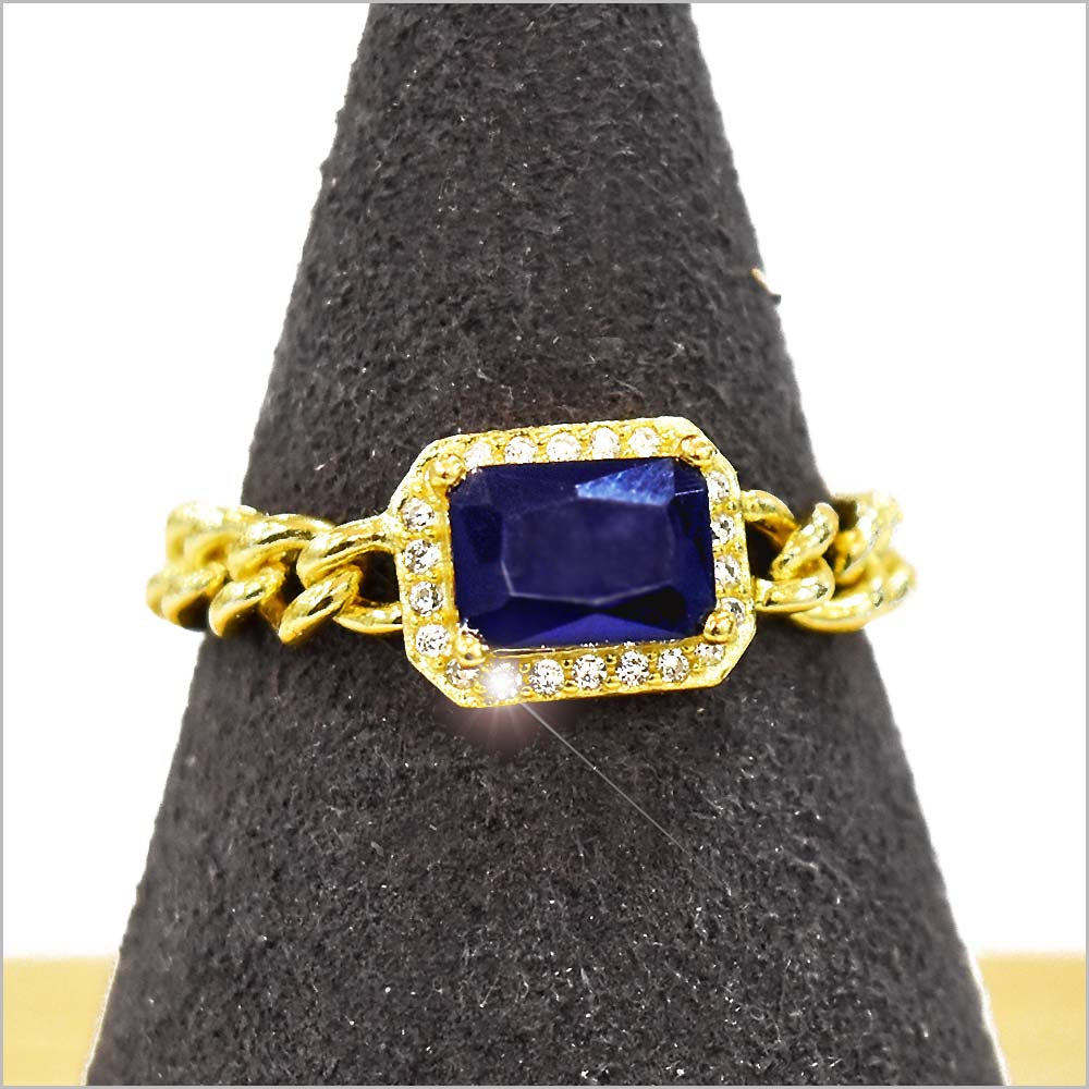 Anello Donna in Argento 925 a catena groumette con zircone rettangolare