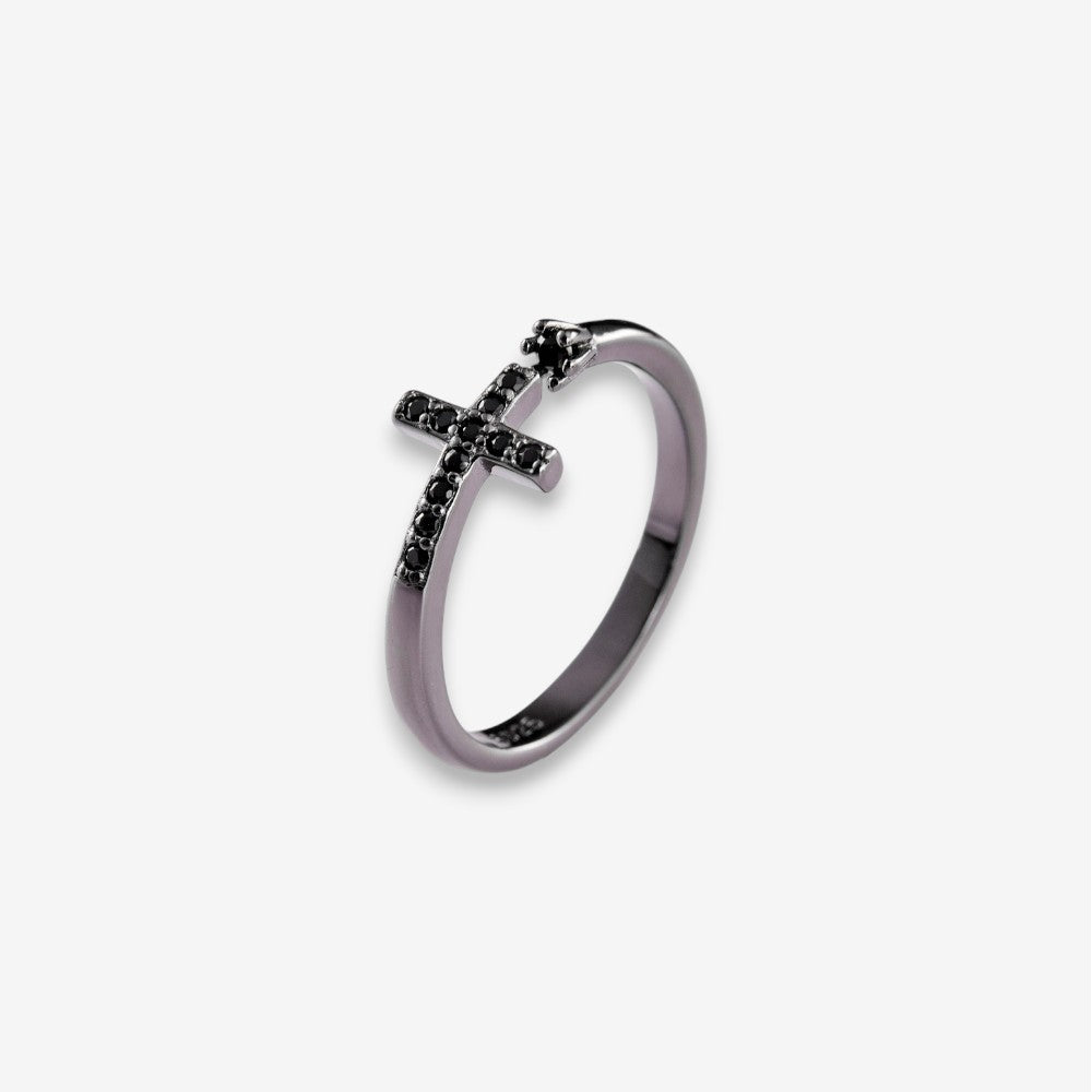 Anello Donna in Argento 925 con punto luce e croce