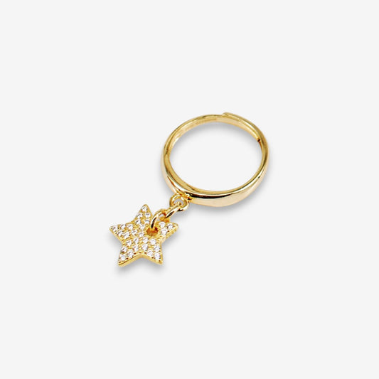 Anello Donna in Argento 925 Regolabile con pendente a Stella zirconata