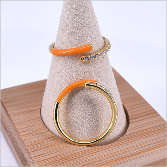 Anello Donna in Argento 925 Dorato Regolabile smaltato e con zirconi