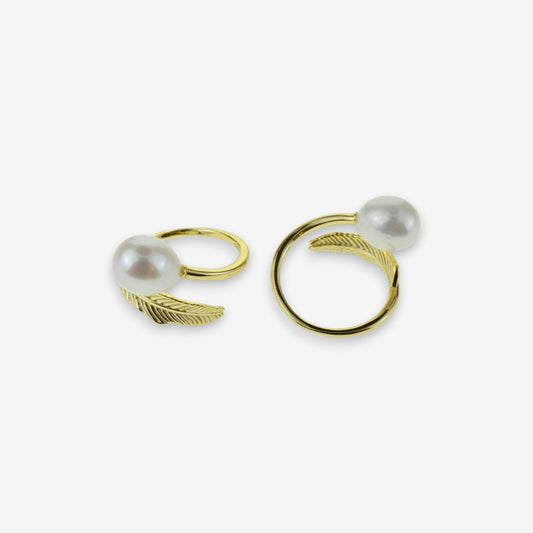 Anello Donna in Argento 925 con perla di fiume e piuma