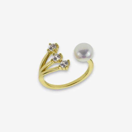 Anello Donna in Argento 925 con perle di fiume e zirconi