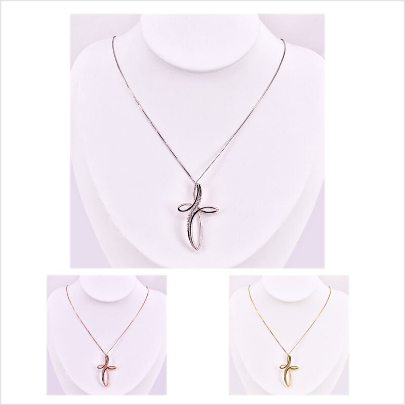 Collana Croce in Argento 925 con zirconi