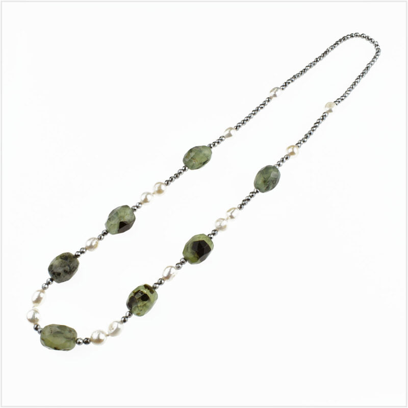 Collana Donna con pietre dure ematite e perle di fiume 65 cm