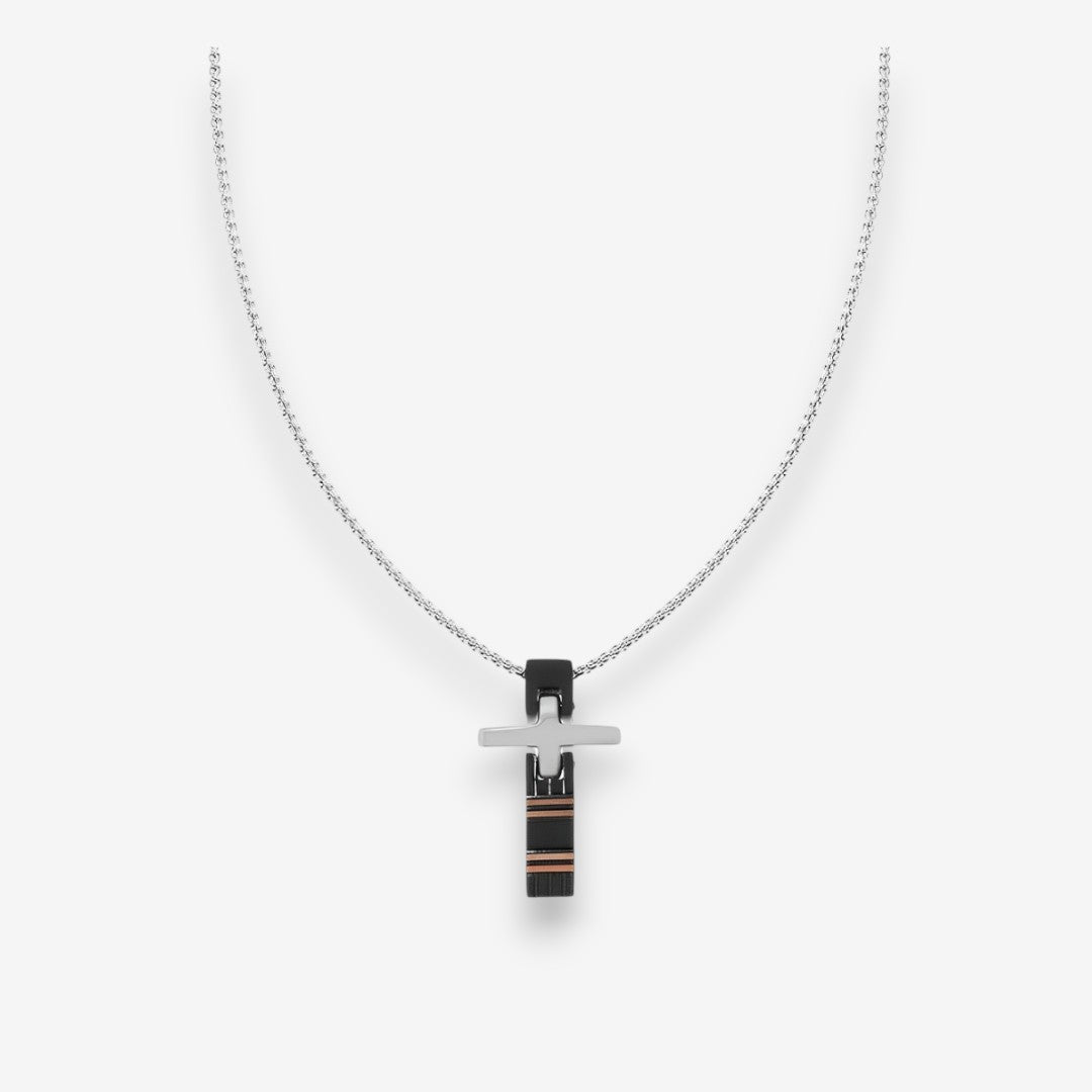 Collana Uomo con pendente a Croce in Acciaio Inox