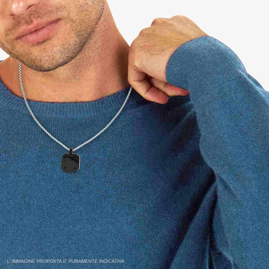 Collana Uomo con Piastra Quadrata in Acciaio Inox