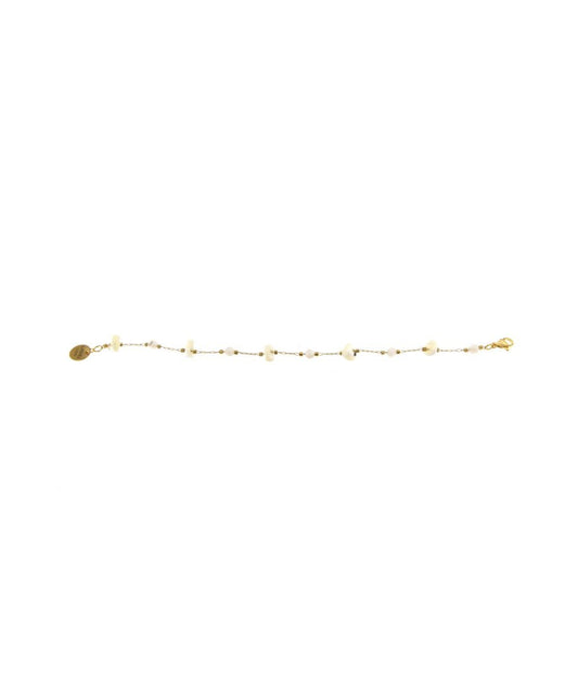Bracciale Donna in Acciaio Inox Oro 18K con perline di guscio (1)