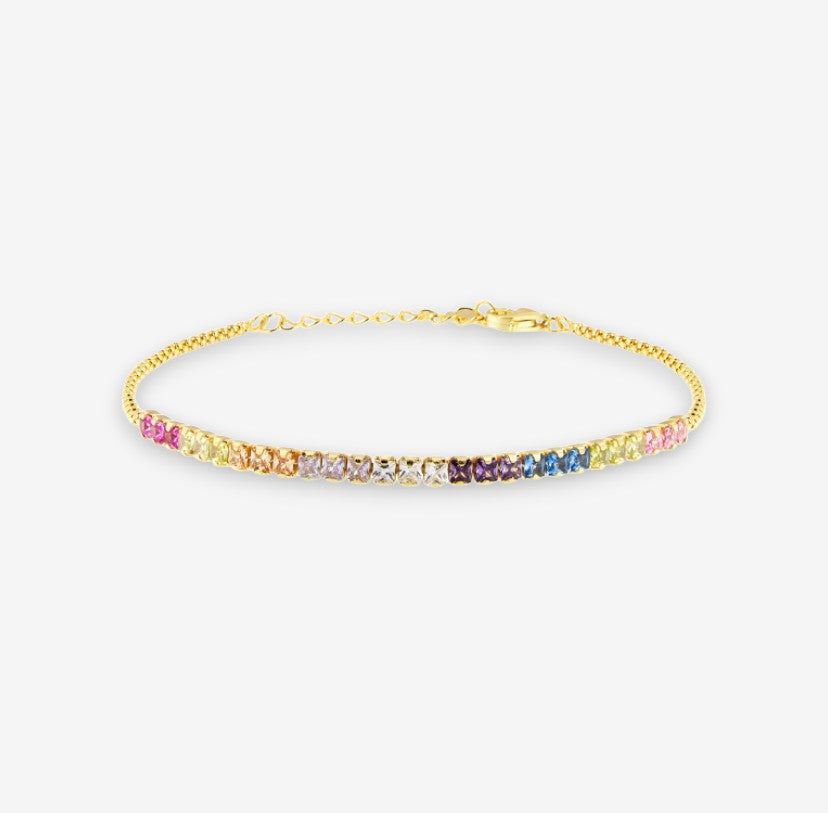 Bracciale Mezzo Tennis Donna in Argento 925 con zirconi multicolore