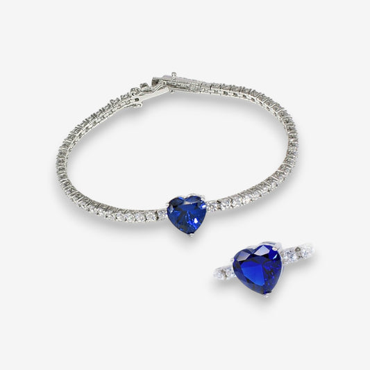 Bracciale Tennis Donna in Argento 925 con cuore e zirconi bianchi