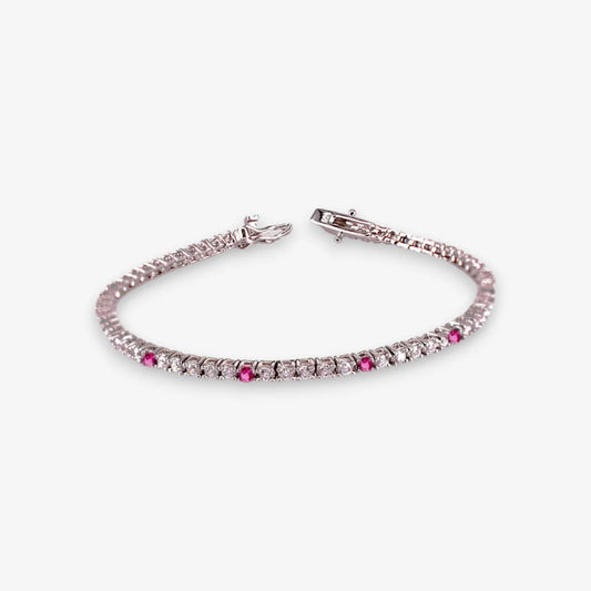 Bracciale Tennis Donna in Argento 925 con zirconi colorati e bianchi
