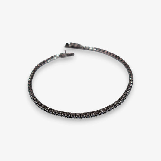 Bracciale Tennis Donna in Argento 925 con zirconi neri e bianchi da 2 mm Brunito