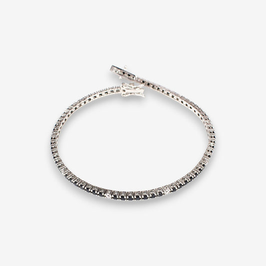 Bracciale Tennis Uomo in Argento 925 con zirconi neri e bianchi da 2 mm argentato