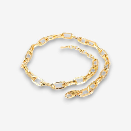 Collana Uomo in Argento 925 a maglia rettangolare Finitura Oro