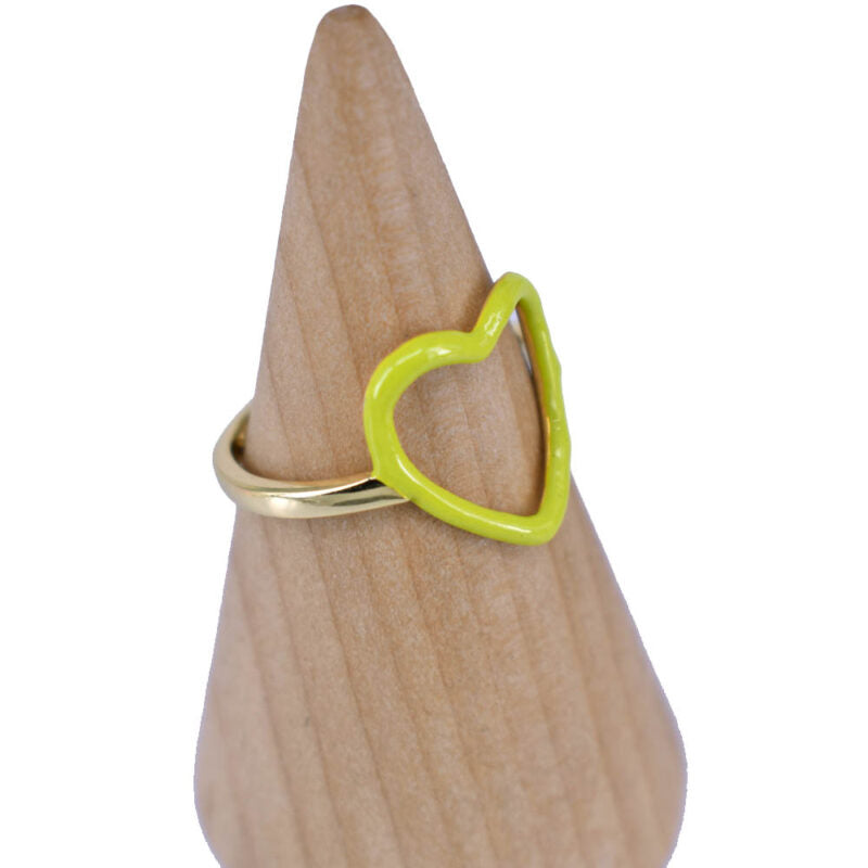 Anello Cuore Vuoto in argento 925 smaltato regolabile