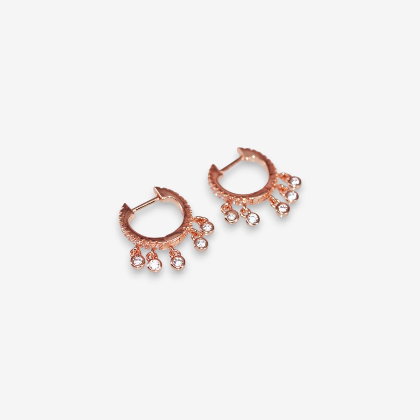 Orecchini Donna a Cerchio in Argento 925 con zirconi pendenti