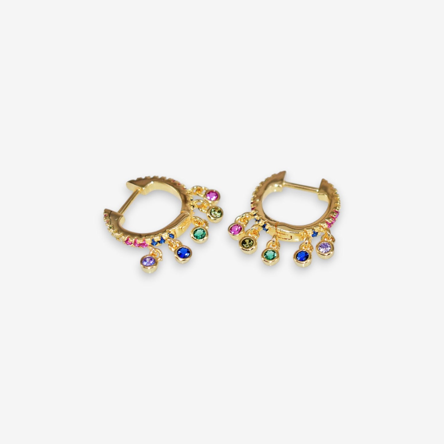 Orecchini Donna a Cerchio in Argento 925 con zirconi pendenti