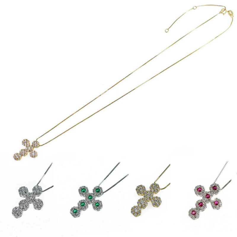 Collana Croce in Argento 925 con zirconi