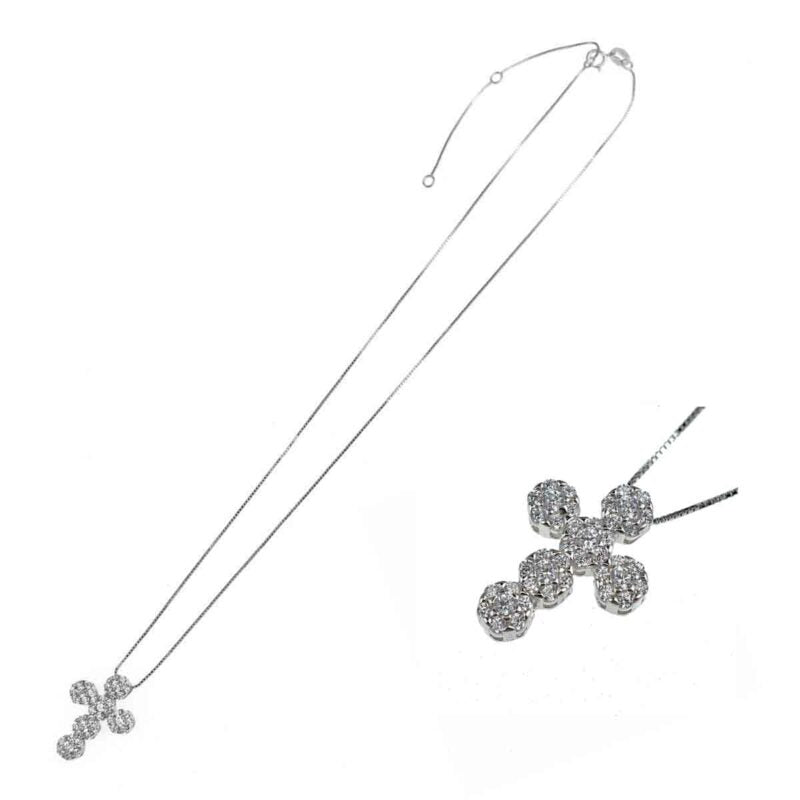 Collana Croce in Argento 925 con zirconi