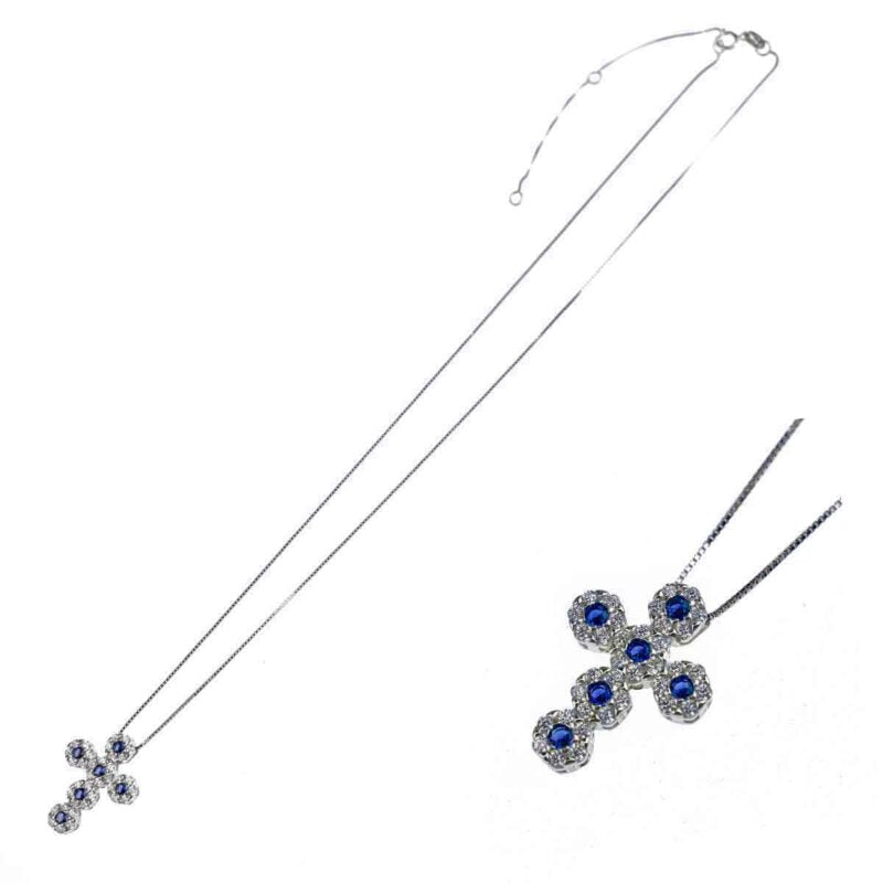 Collana Croce in Argento 925 con zirconi
