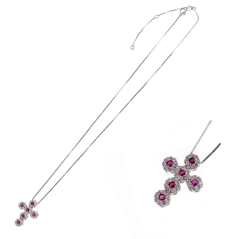 Collana Croce in Argento 925 con zirconi