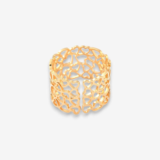 Anello Donna in Acciaio Inox Oro Regolabile a fascia larga