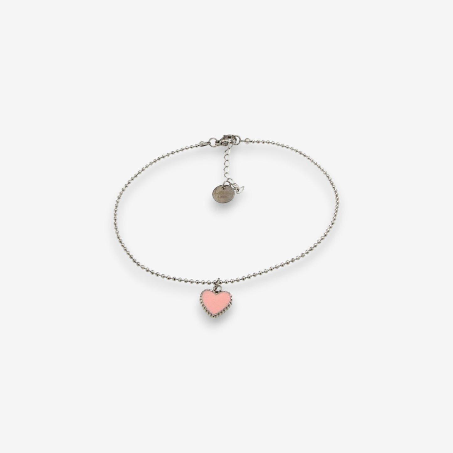 Cavigliera Donna in Acciaio Inox con cuore smaltato Rosa