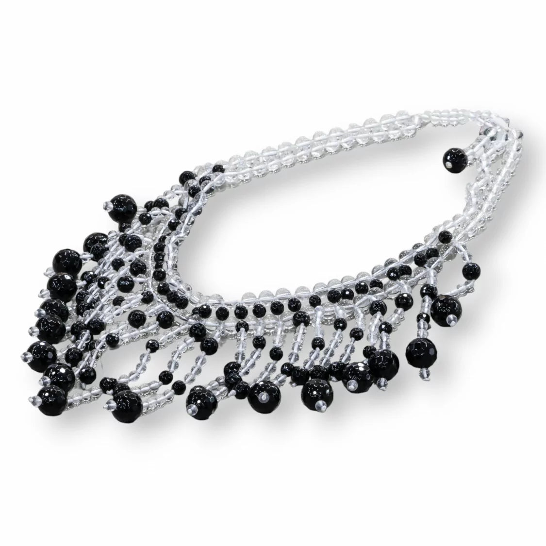 Collana Donna con pietre dure a cascata e con cristalli di Rocca e Onice