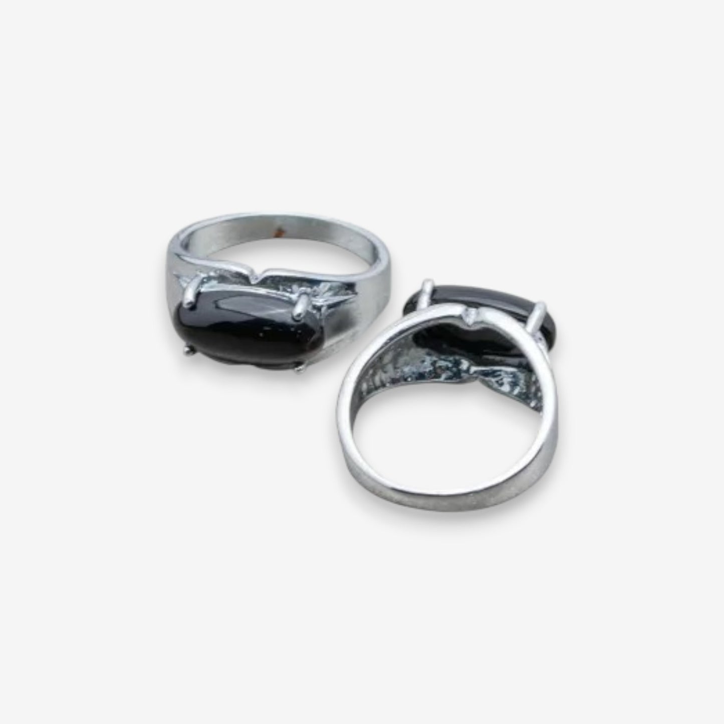 Anello Donna Bronzo con pietra naturale Agata Nera