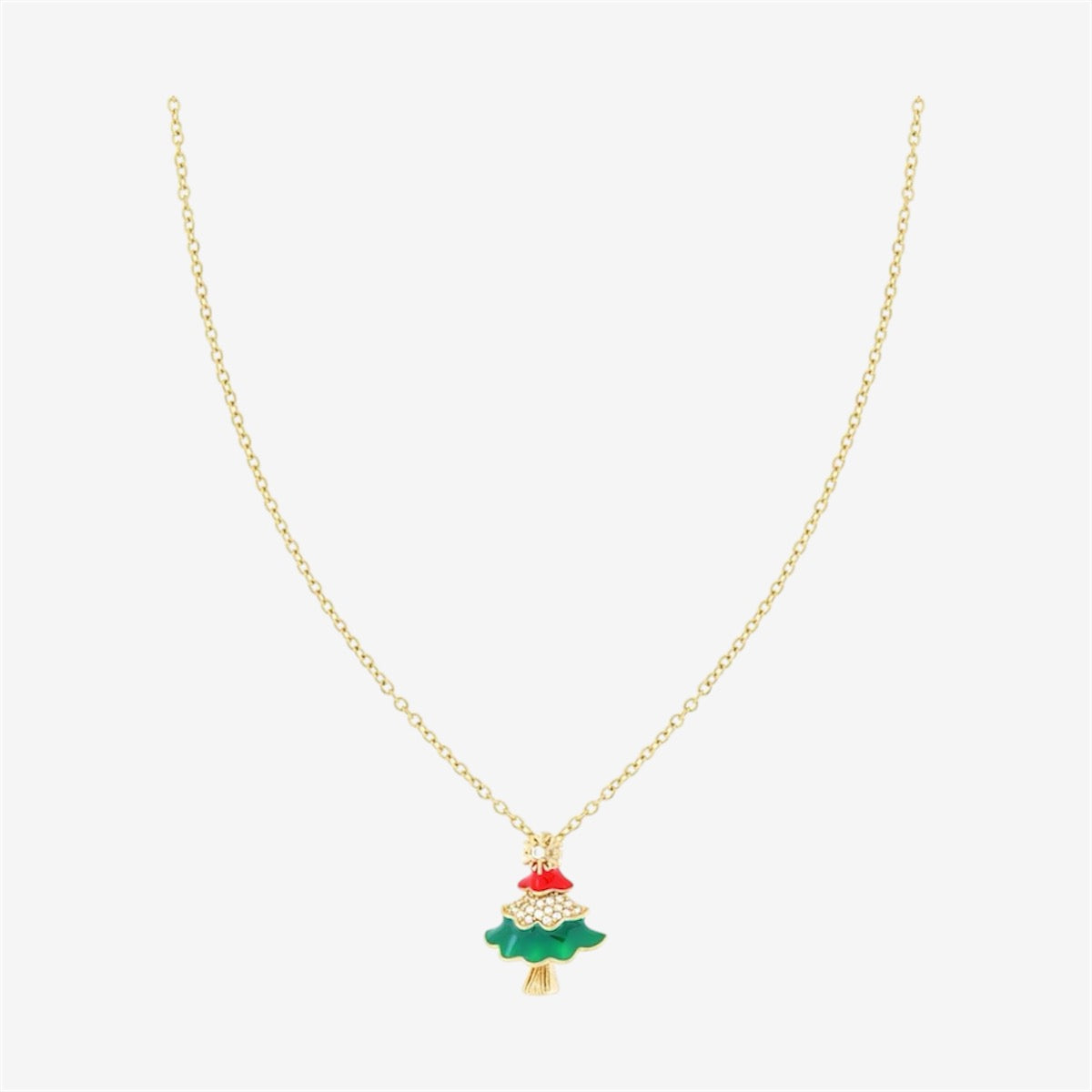 Collana Donna in Acciaio Inox Dorato con Albero di Natale