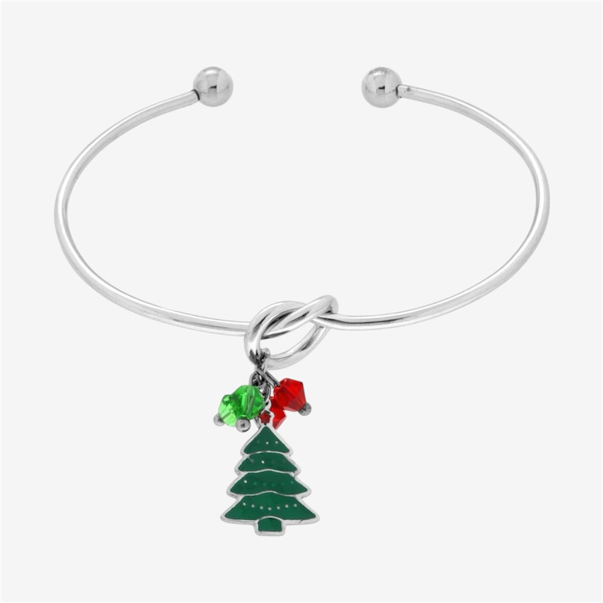 Bracciale Donna Rigido in Acciaio Inox con Pendente Natalizio