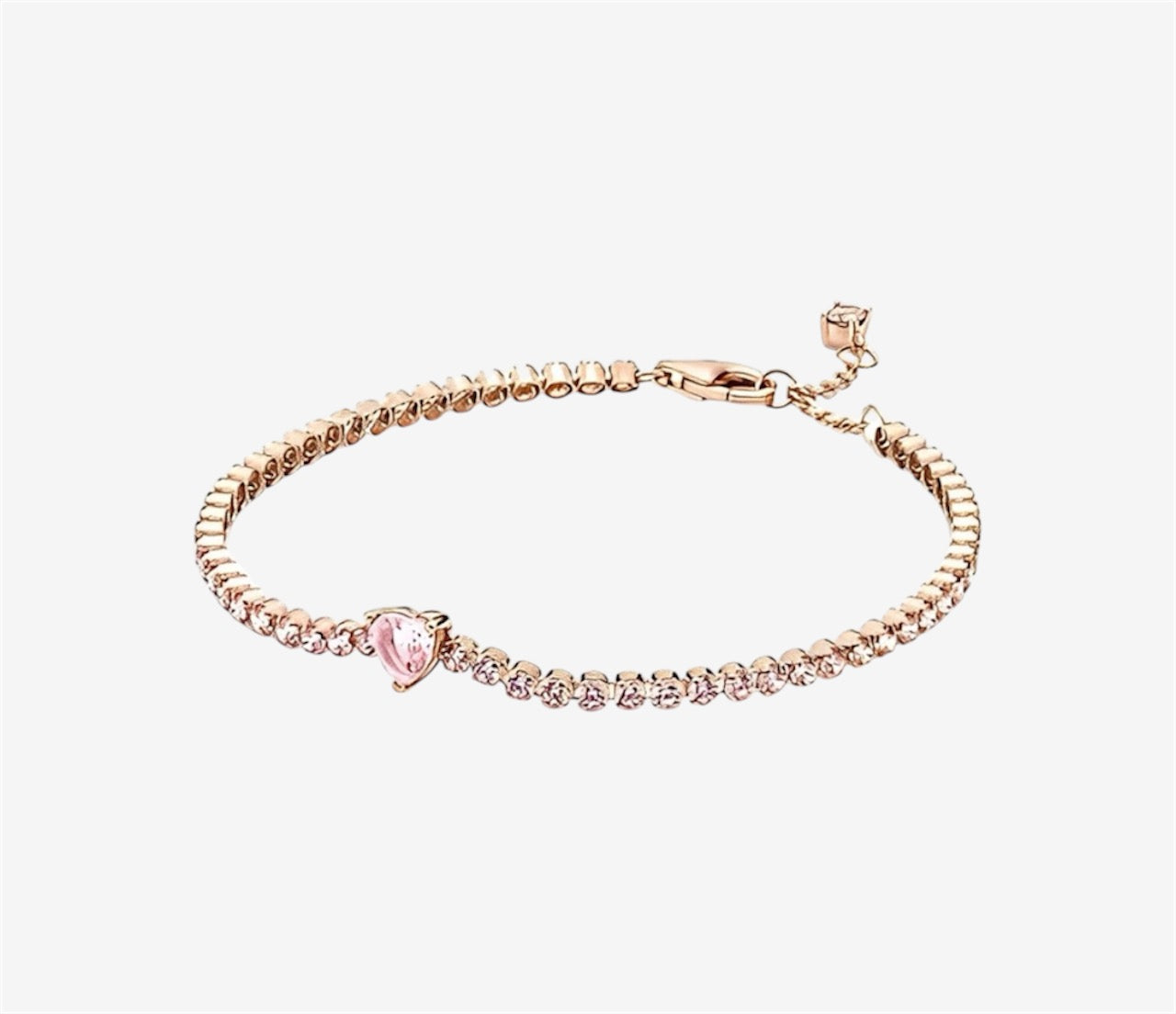 Bracciale Tennis Pandora Rosa con cuore in rilievo