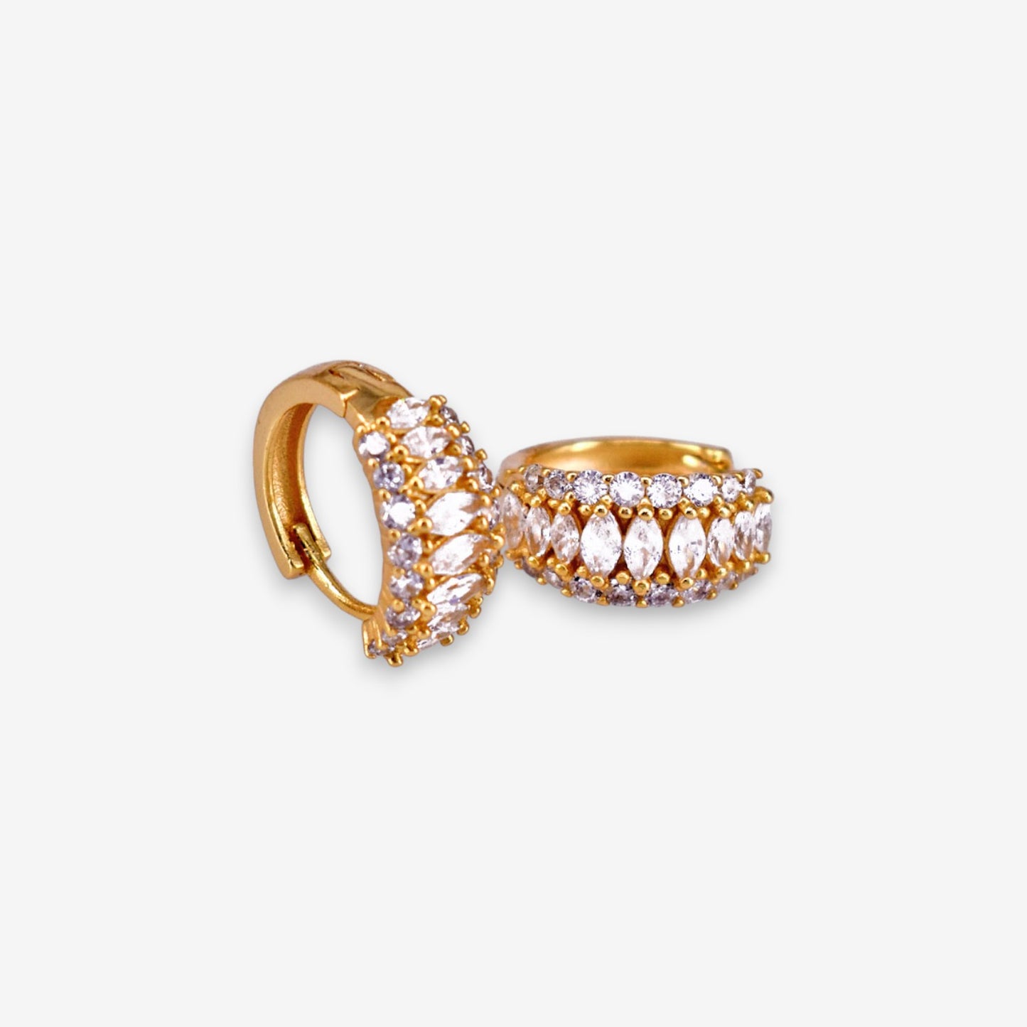 Orecchini Donna in Argento 925 Dorati a Fascia con zirconi