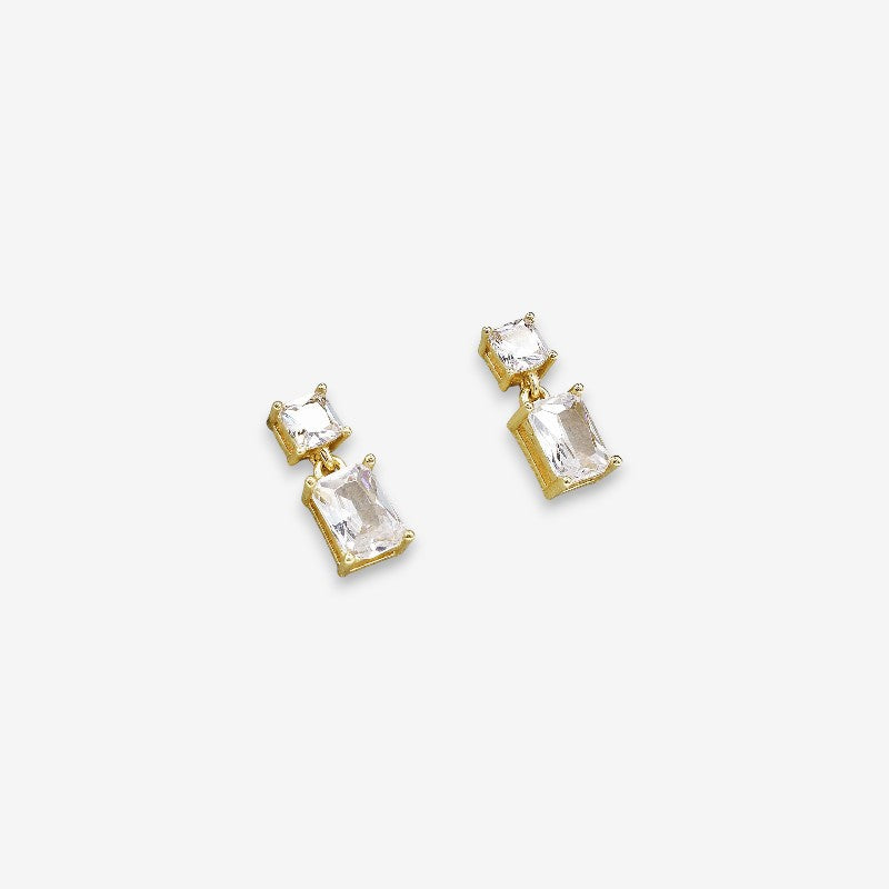 Orecchini Donna Punto Luce in Argento 925 con zirconi rettangolari pendenti