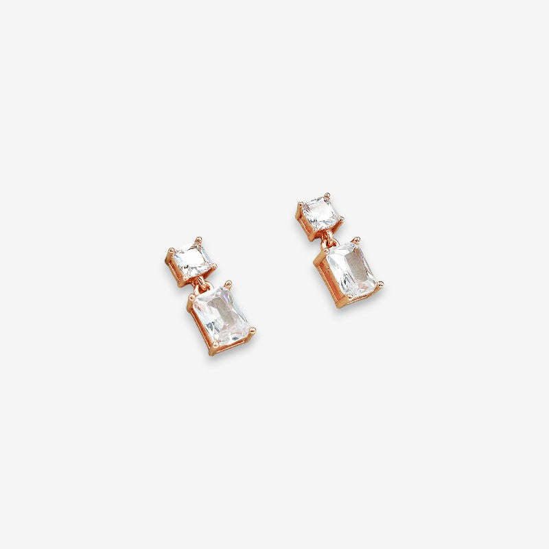 Orecchini Donna Punto Luce in Argento 925 con zirconi rettangolari pendenti