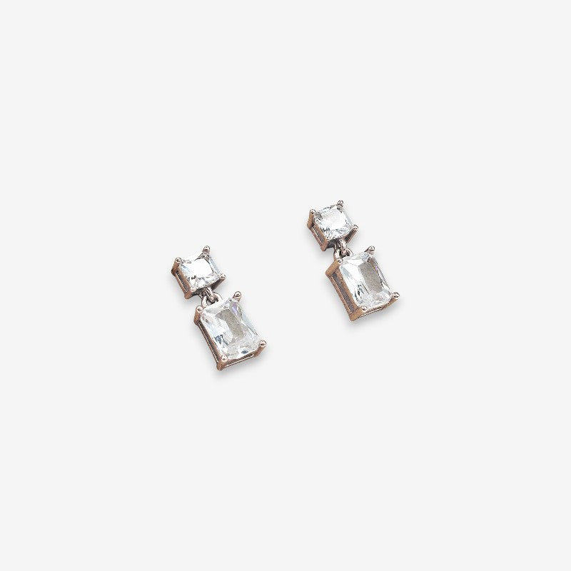 Orecchini Donna Punto Luce in Argento 925 con zirconi rettangolari pendenti