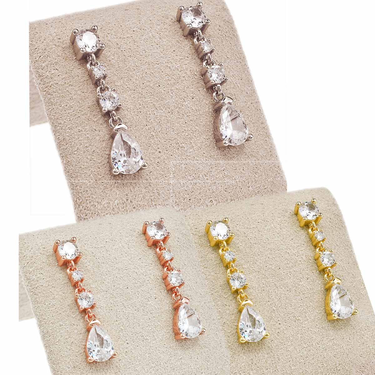 Orecchini Donna Pendenti in Argento 925 con zirconi a goccia